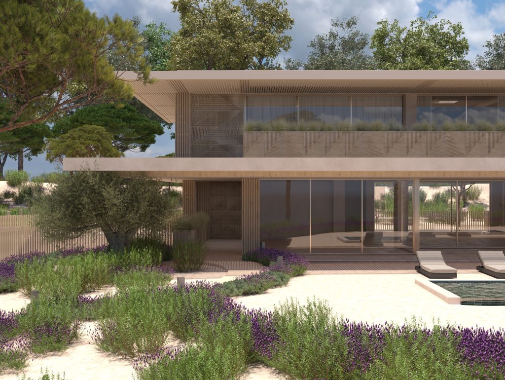 SAB359-3D-XREF_V1_Perspective_07-02-2025_View07 Luxury contemporary villa in Pinheirinho Comporta by Sabrab Architecture